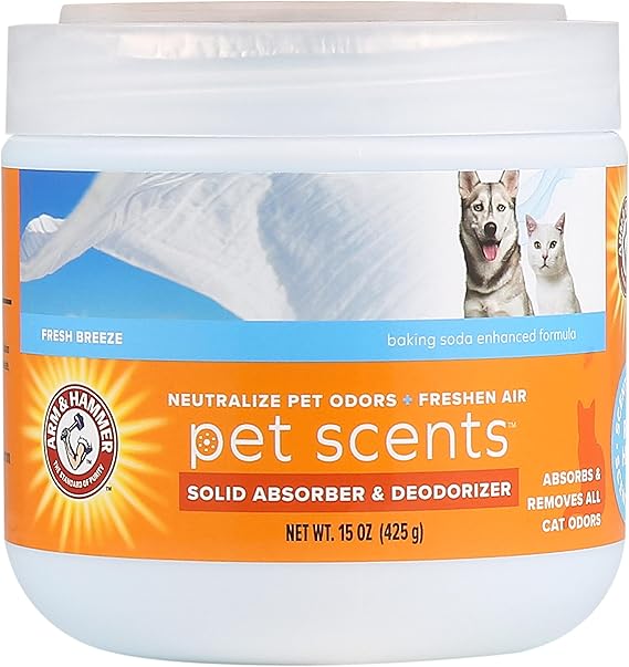 Arm & Hammer Pet Scents Solid Gel Deodorizer – Fresh Breeze Scent | Odor-Eliminating Gel for Homes with Pets, 15 Ounces